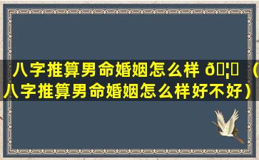 八字推算男命婚姻怎么样 🦅 （八字推算男命婚姻怎么样好不好）
